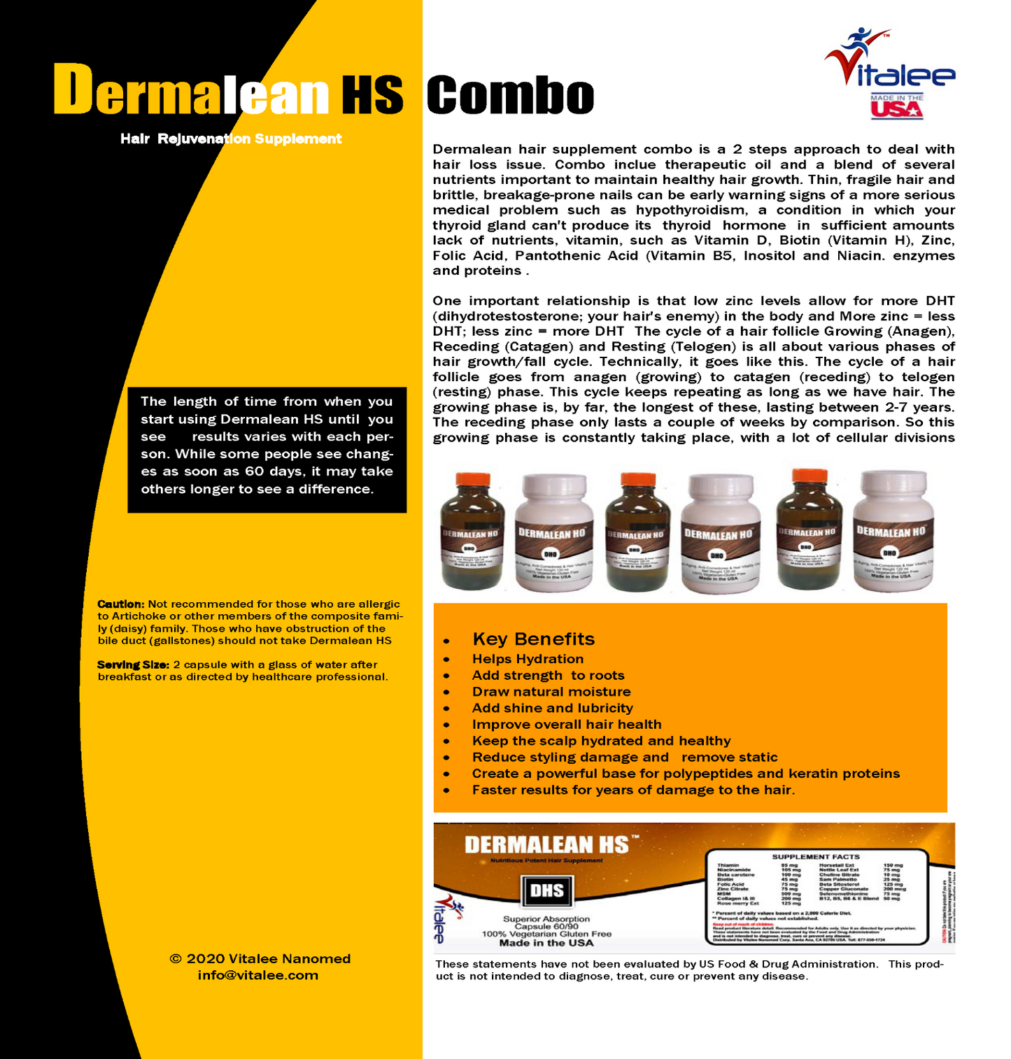 Dermalean HS-Hair Growth Supplement(Capsule 60)