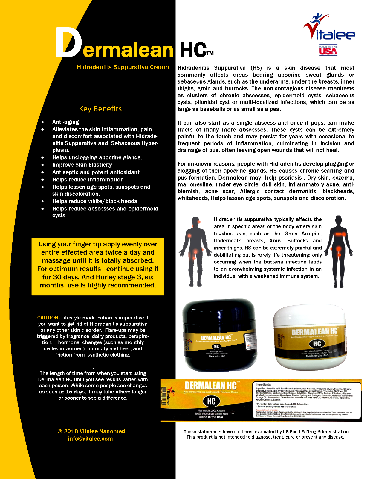 Dermalean HC-Hidradenitis Suppurativa Cream ( 2oz)