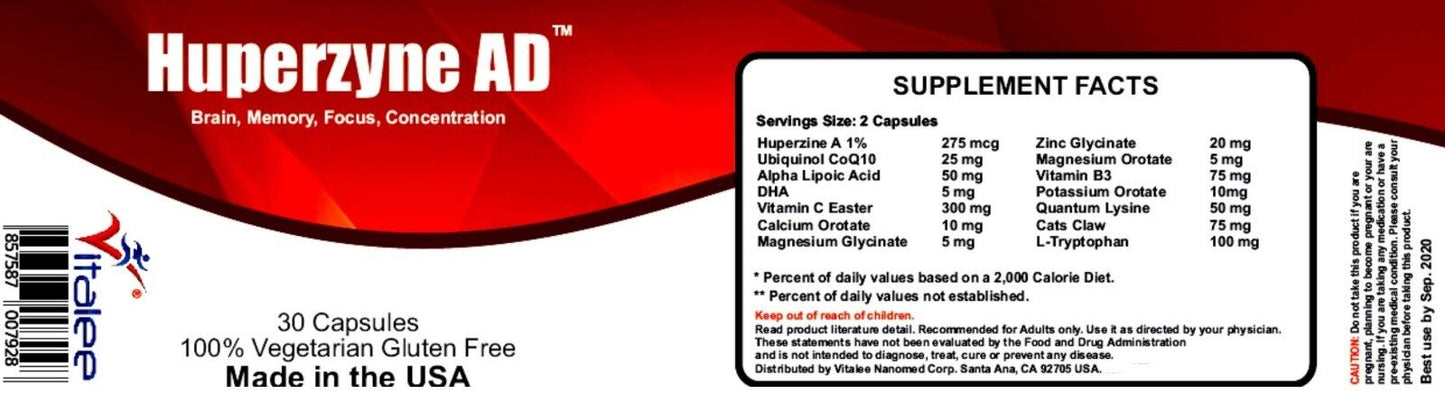 Huperzyne-Nerves System. Boost Memory, Focus, Concentration (Caps 30 ct)