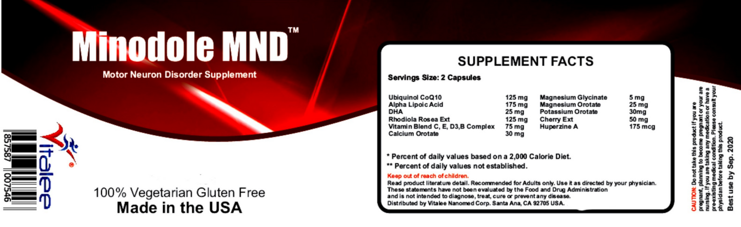 Minodole MND Motor Neuron Disorder Nervous System Relief Supplement (Caps 30 ct)