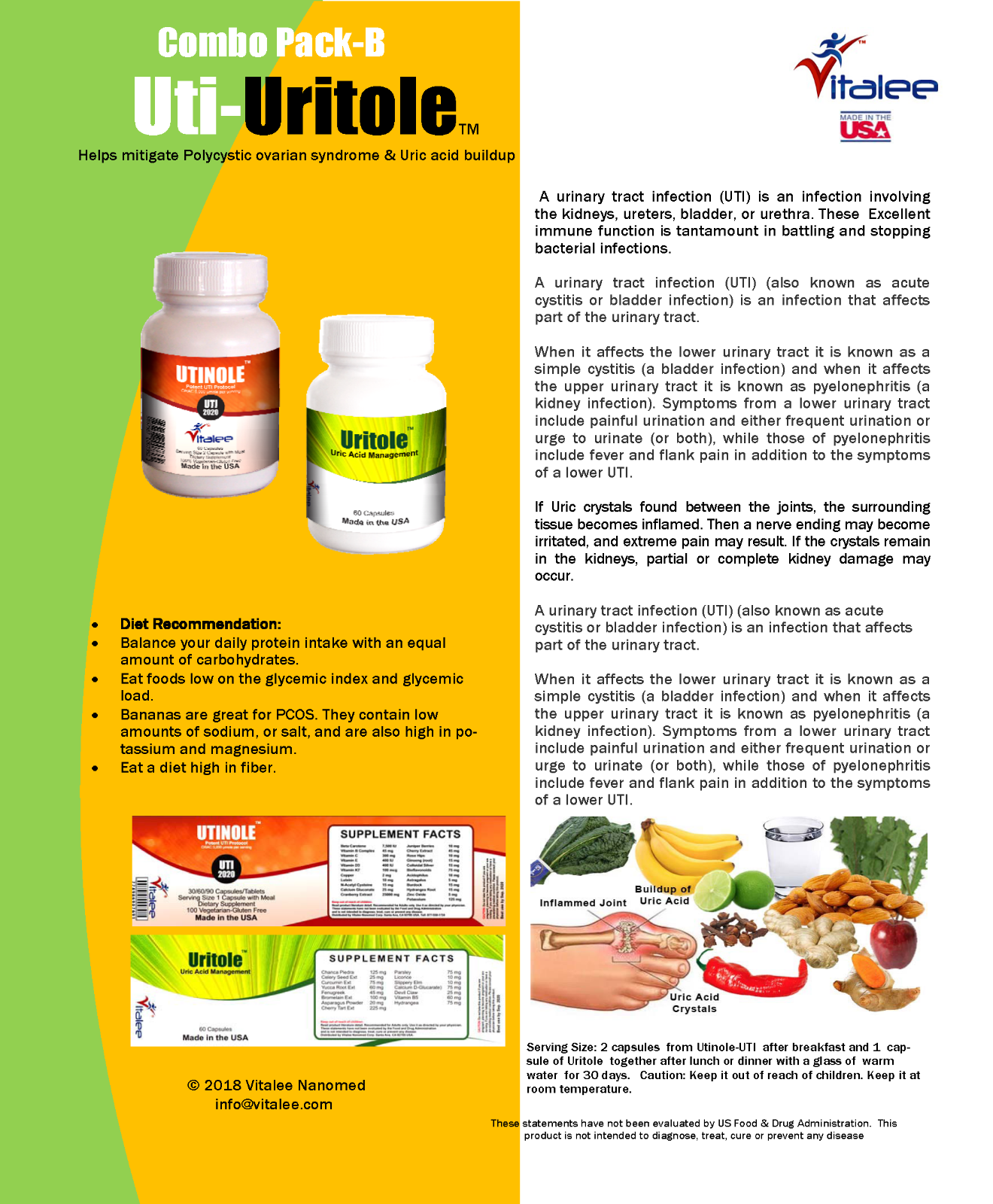 1133-Combo-B- Urinary Tract Infection & Uric Acid Removal Combo (Caps 60ct x2)