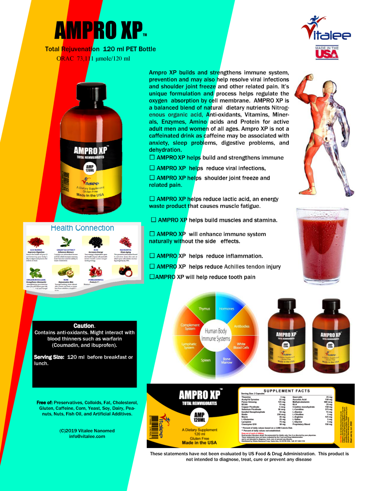 Ampro XP Super Energy & Immune Sytem Booster. (120 ml, Pack 3 Bottles)