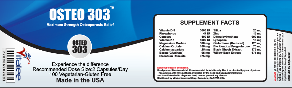 Osteo 303-Rheumatoid Arthritis, Osteoporosis, Osteopenia pain relief (60 cnt)