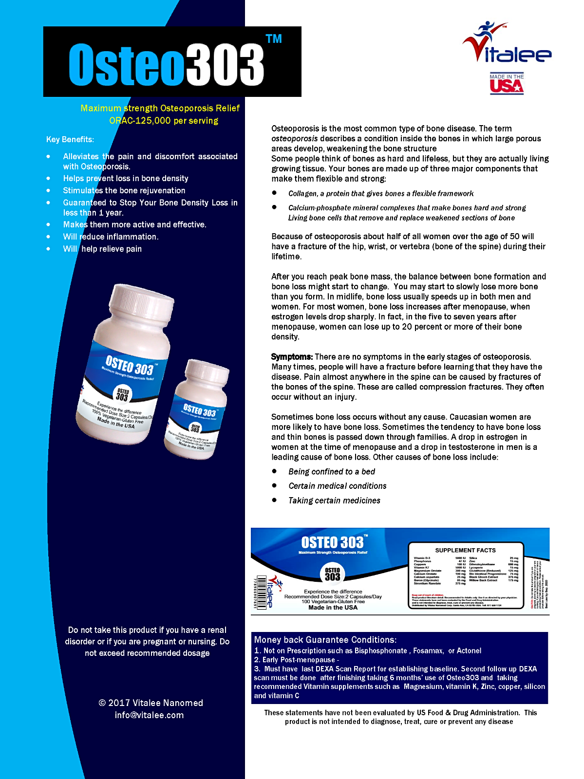 Osteo 303-Rheumatoid Arthritis, Osteoporosis, Osteopenia pain relief (60 cnt)