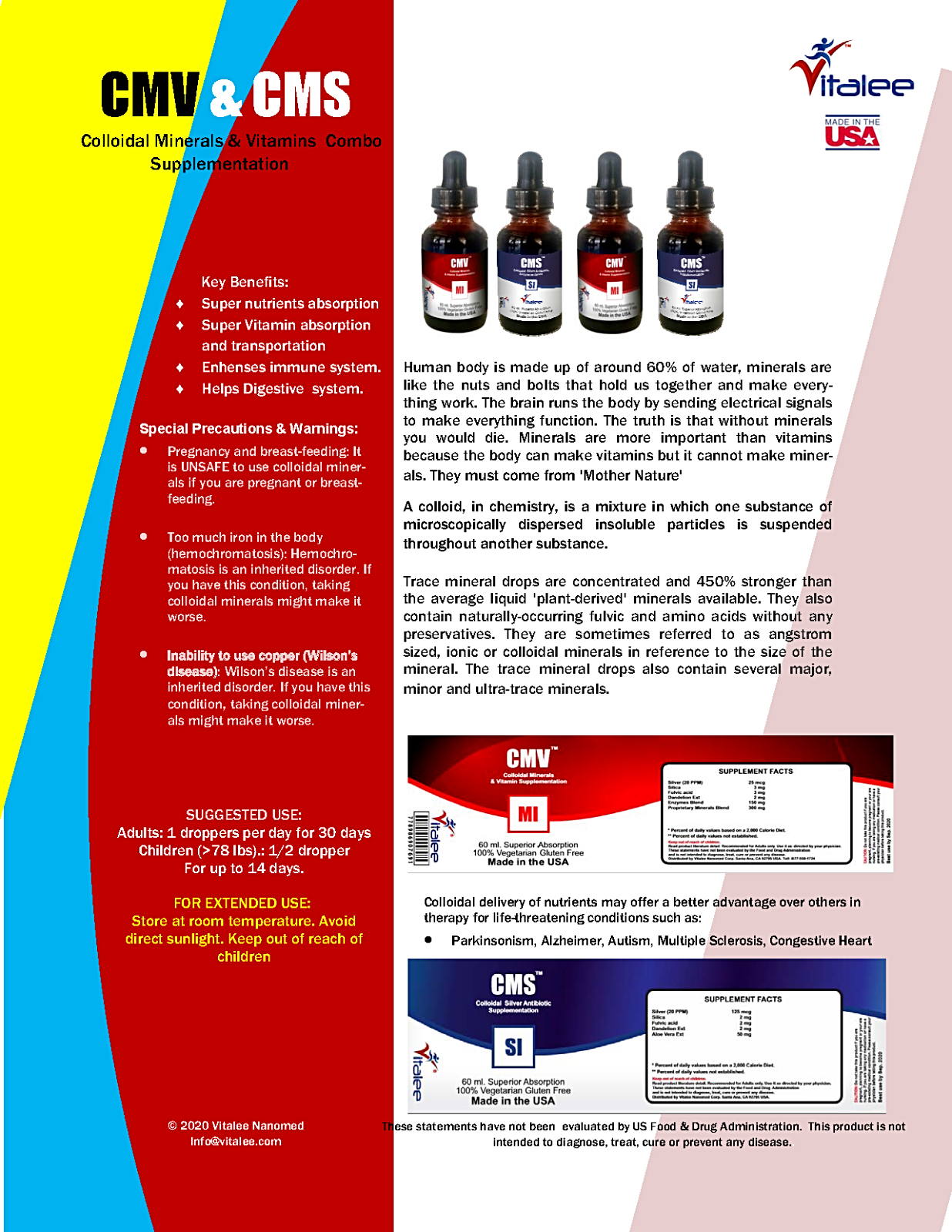 Vitalee Colloidal Combo Pack of ionic minerals & vitamins (2X 60ml)