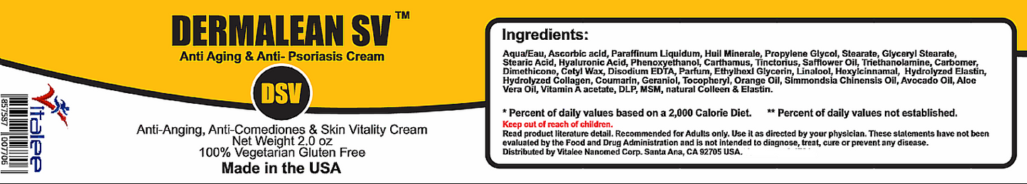 Dermalean SV Cream For Dermatitis Relief( 2 Oz Cream)