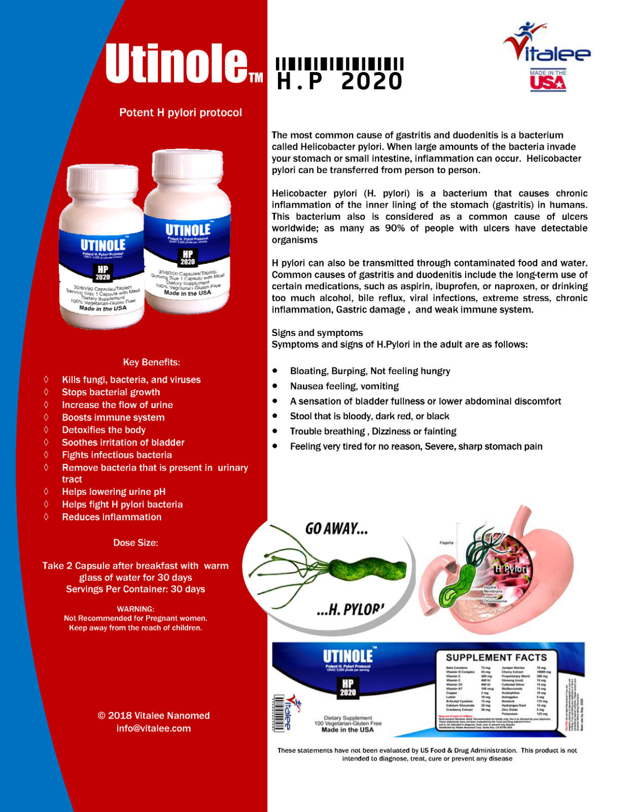 1048-Utinole HP 2020-Helicobacter Pylori (Caps 90ct)