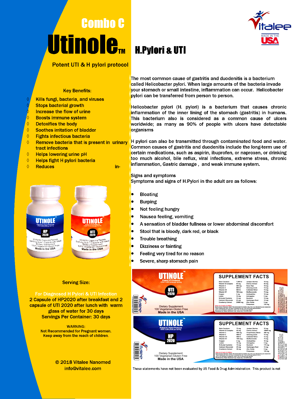 Combo C-Utinole H.Pylori & Urinary Tract Infection (Capsule/Softgel 2x60ct)