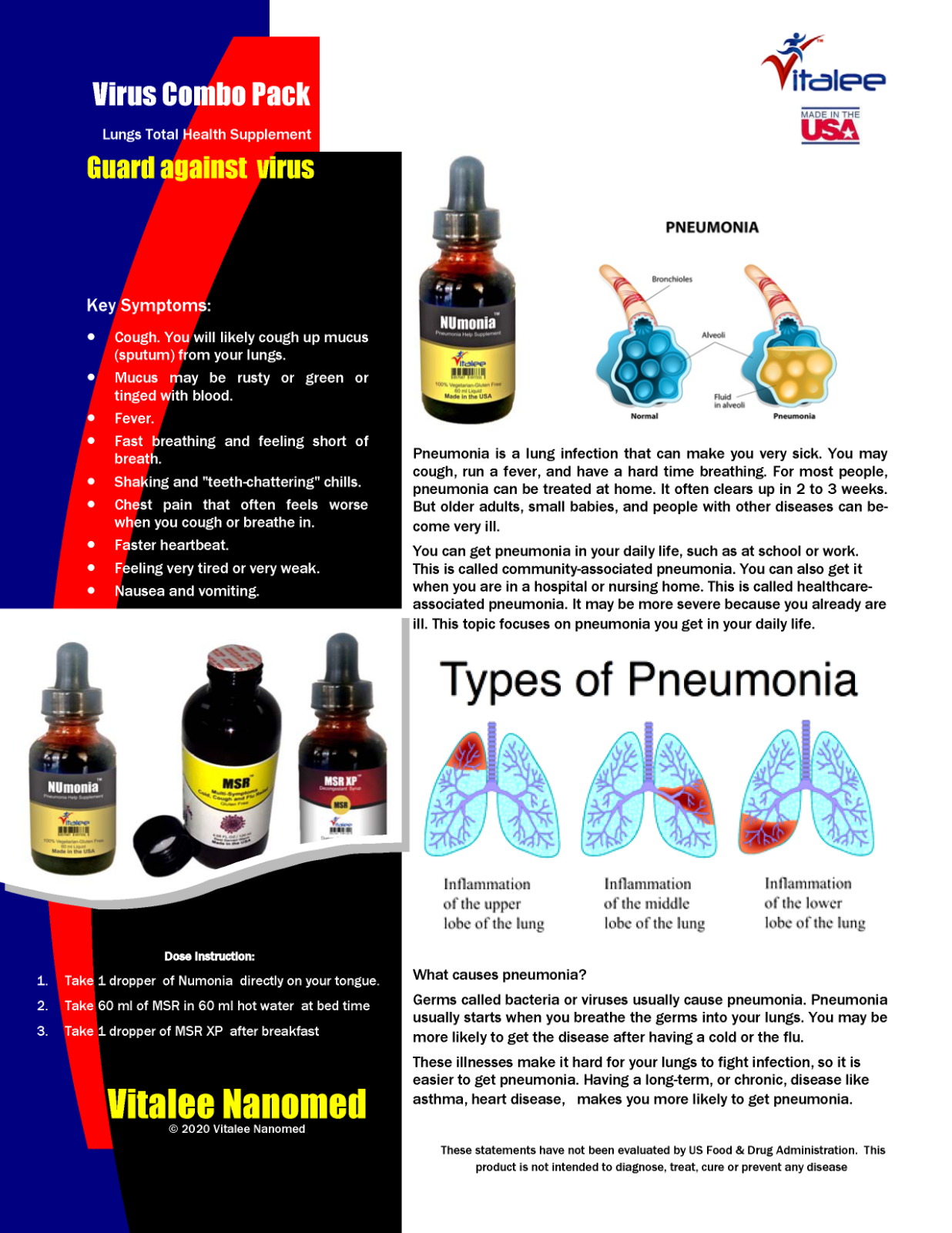 Virus Combo Pack-For Lungs Wellness(1 NUmonia, 1 MSR and 1 MSR XP (3 bottles)