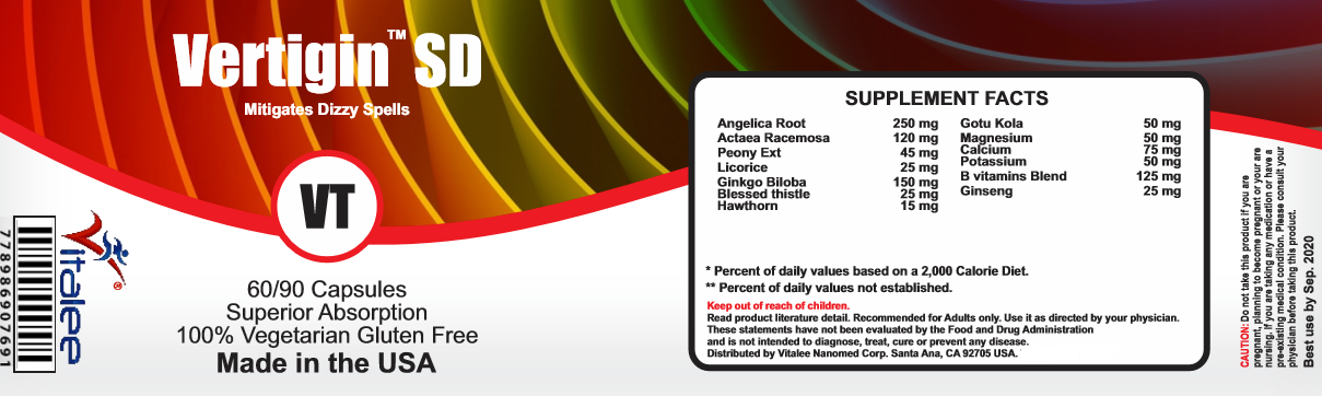 Vitalee Vertigin VT Dizziness, Nausea, and Motion Supplement(Capsule 60ct)