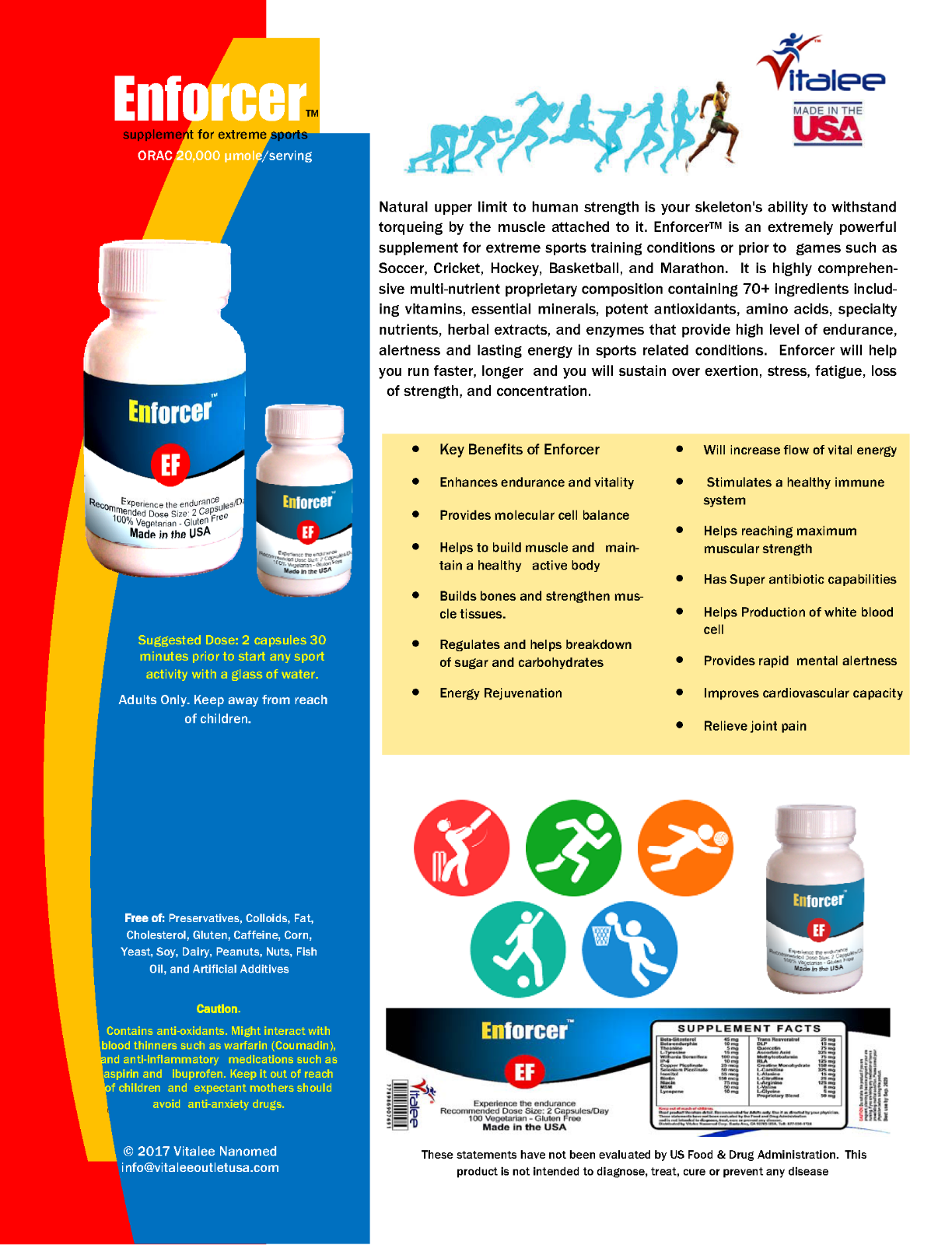 Enforcer. Endurance and Vitality Supplement for extreme sports (Capsule 60ct)