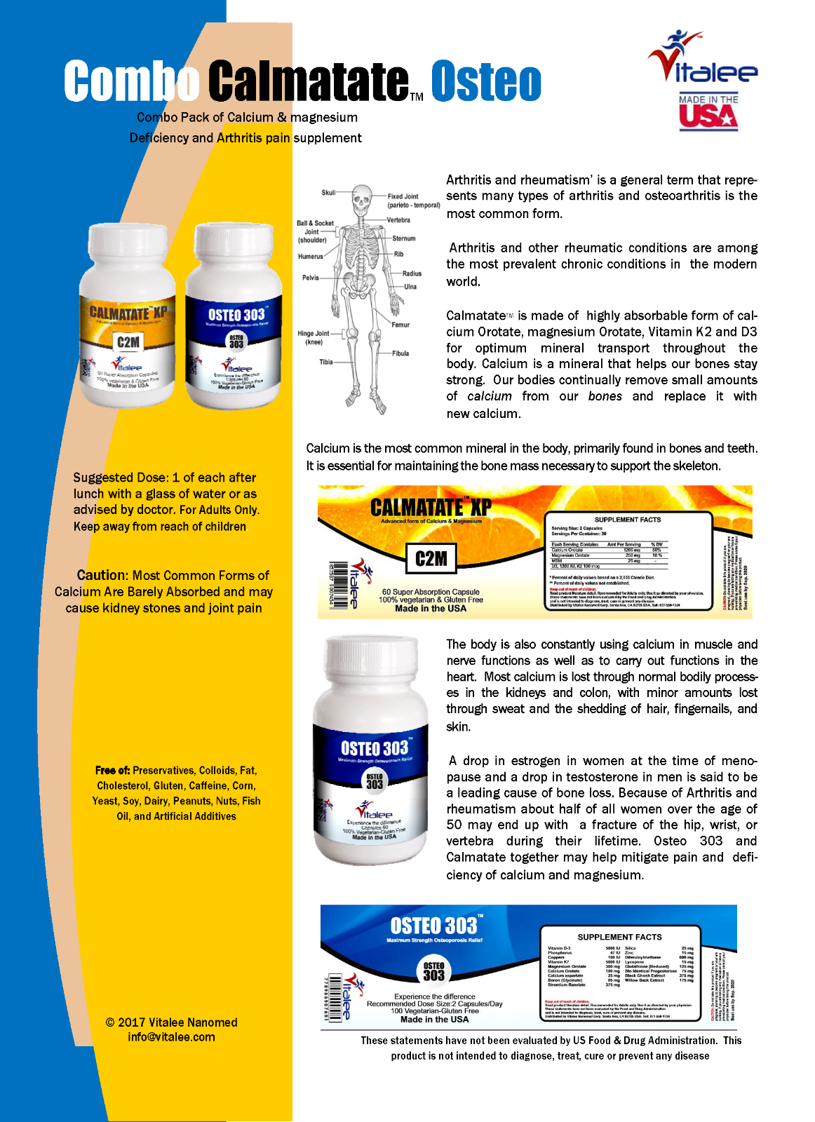 Combo-Calcium, Magnesium Orotate & Osteoarthritis Pack (Capsule 60X2 bottles)