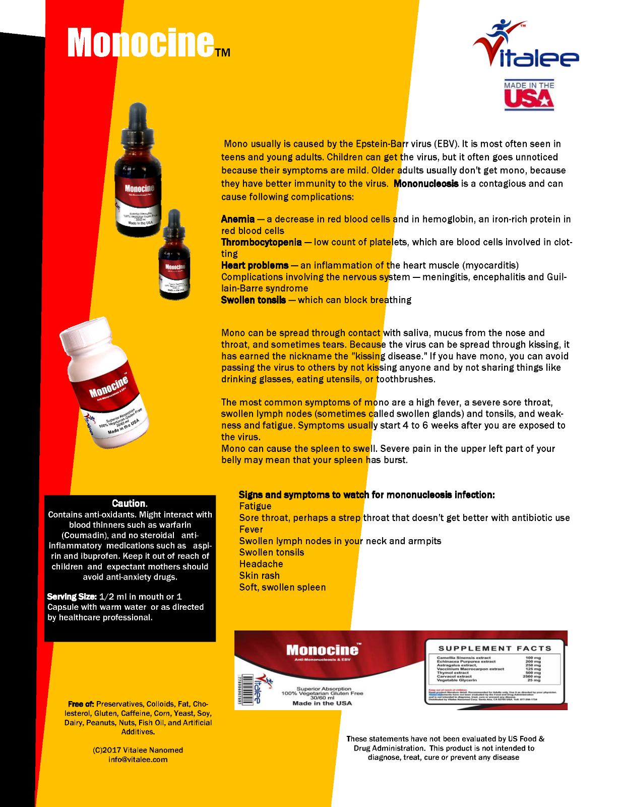 Monocine-Mononucleosis and anti Epstein-Barr /drops (1 Bottle,30 ml)