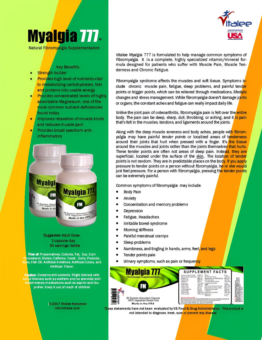 Myalgia is Anti-Fibromyalgia for relaxation of muscle knots & body pain - (60ct)