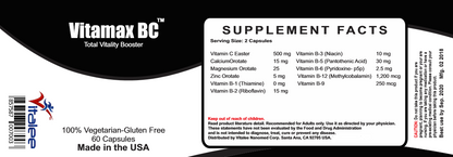 Vitamax BC-Multivitamin B complex Super Absorbent Fuel for Life.(Capsule 60ct )