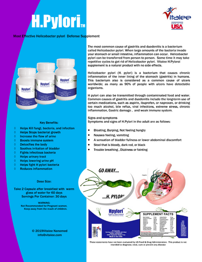 Vitalee Helicobacter Pylori and Leaky Gut Defense Supplement (Capsule 60ct)