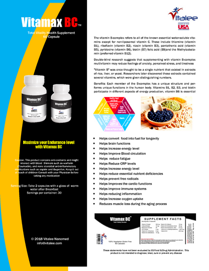 Vitamax BC-Multivitamin B complex Super Absorbent Fuel for Life.(Capsule 60ct )