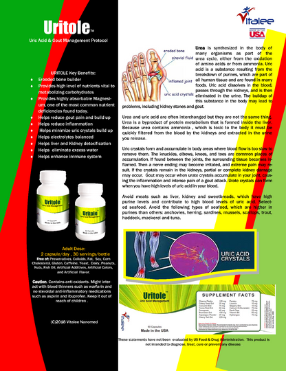 Uritol-Oxalate Stone Stoper, Gout Relief and Uric Acid buildup Flush (Caps 60ct)