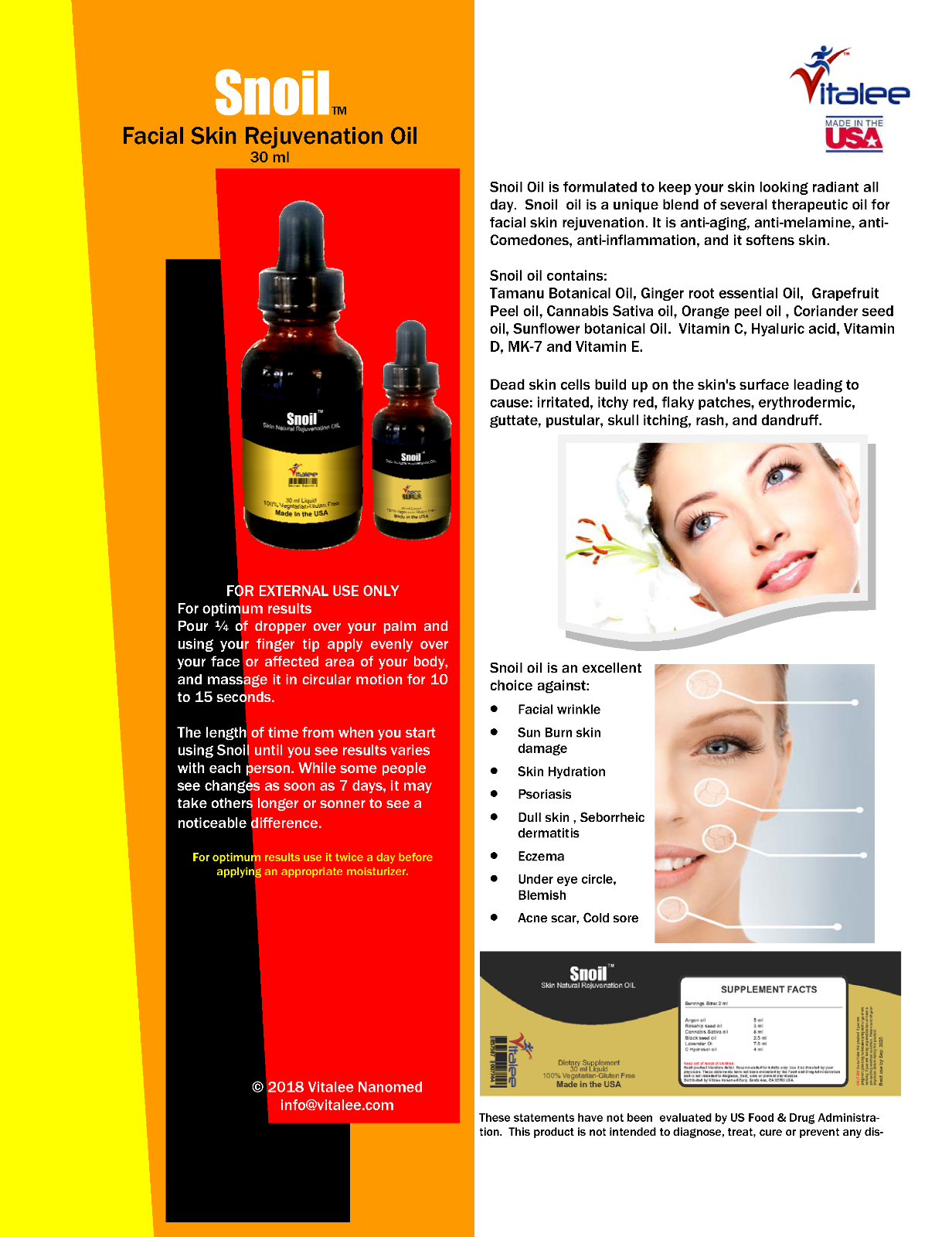 Snoil-Anti Aging Facial Skin Oil for Radiant Looking Skin NOW (1,30 ml)