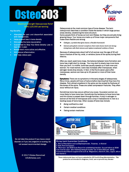 Osteo 303-Rheumatoid Arthritis, Osteoporosis, Osteopenia pain relief (60 cnt)