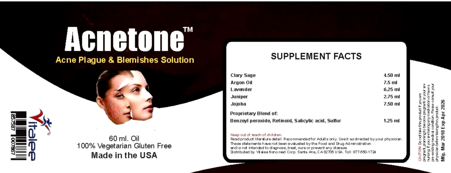Acnetone-Vitalee Anti Acne inflammation & Blemish Non-Sticky Oil (30/60 ml )