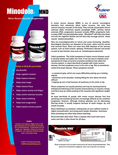 Vitalee Minodole MND Motor Neuron Disorder Nervous System Relief (Caps 60 ct)