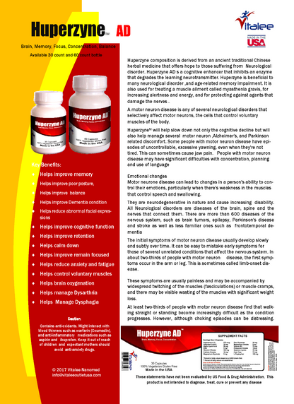 Huperzyne-Nerves System. Boost Memory, Focus, Concentration (Caps 30 ct)