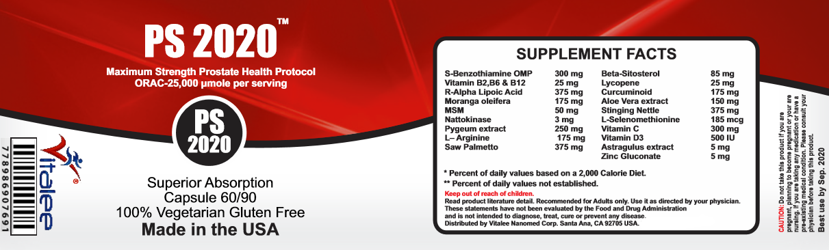 PS2020-Prostate BPH Supplement Economy Pack (Caps 3X 60ct)