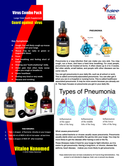 Virus Combo Pack-For Lungs Wellness(1 NUmonia, 1 MSR and 1 MSR XP (3 bottles)