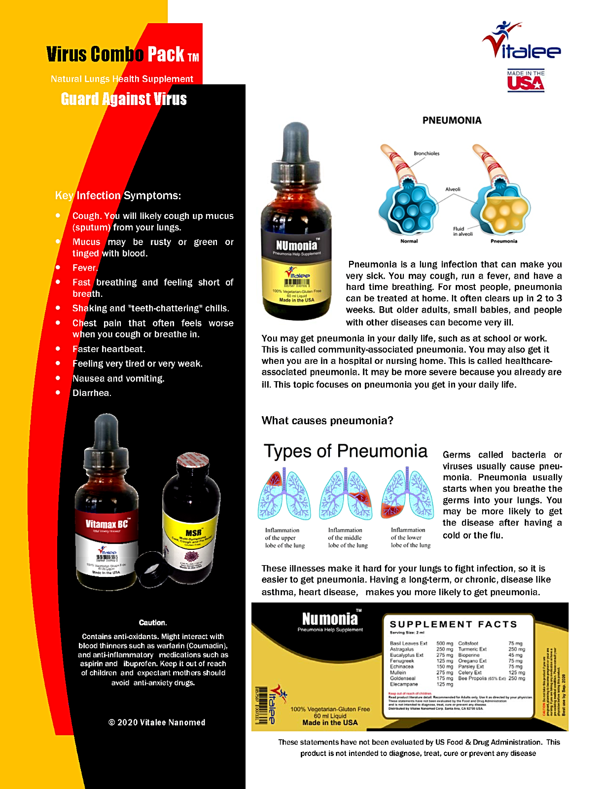 Adult Virus Combo Pack-For Lung Wellness(1 NUmonia, 1 MSR,1 Vitamax (3 bottles)