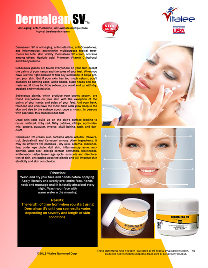 Dermalean SV-Anti Aging &amp; Wrinkle Cream For Younger Looking Skin.( 2 Oz Cream)