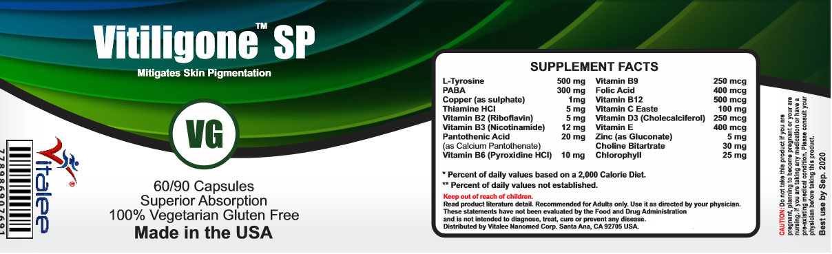 Vitiligone SP. Vitiligone is a Skin Pigmentation Disorder. (Capsule 60ct)