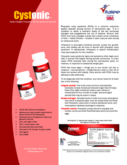 Cystonic- Polycystic Ovary Disorder & Anti Hepatitis Supplement (Capsule 60ct)