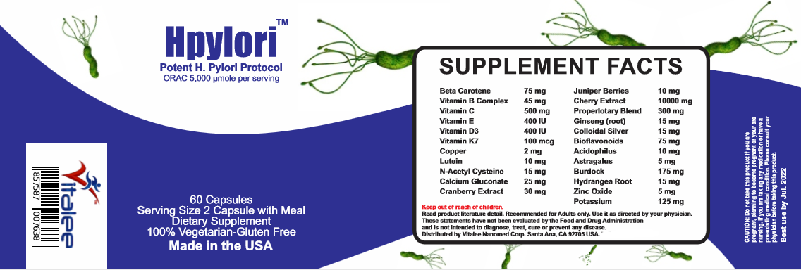 Vitalee Helicobacter Pylori and Leaky Gut Defense Supplement (Capsule 60ct)