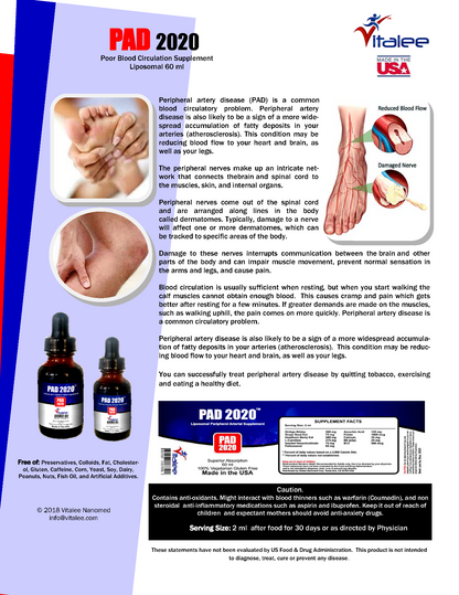 PAD 2020- Liposomal Blood Circulation Disorder Supplement (1 unit 60 ml)