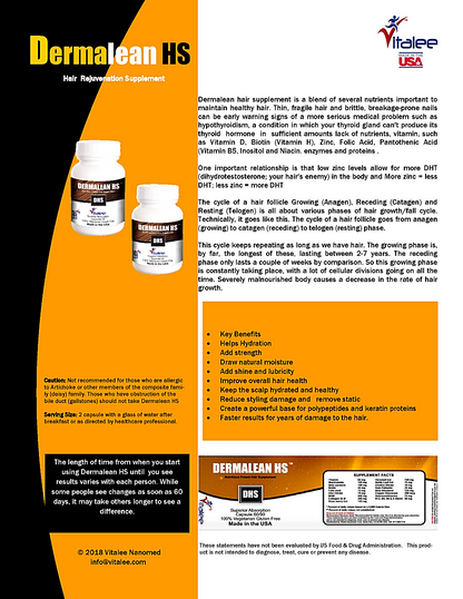 Dermalean HS Hair Strong Roots, Split and Repair Supplement (Capsule 90)