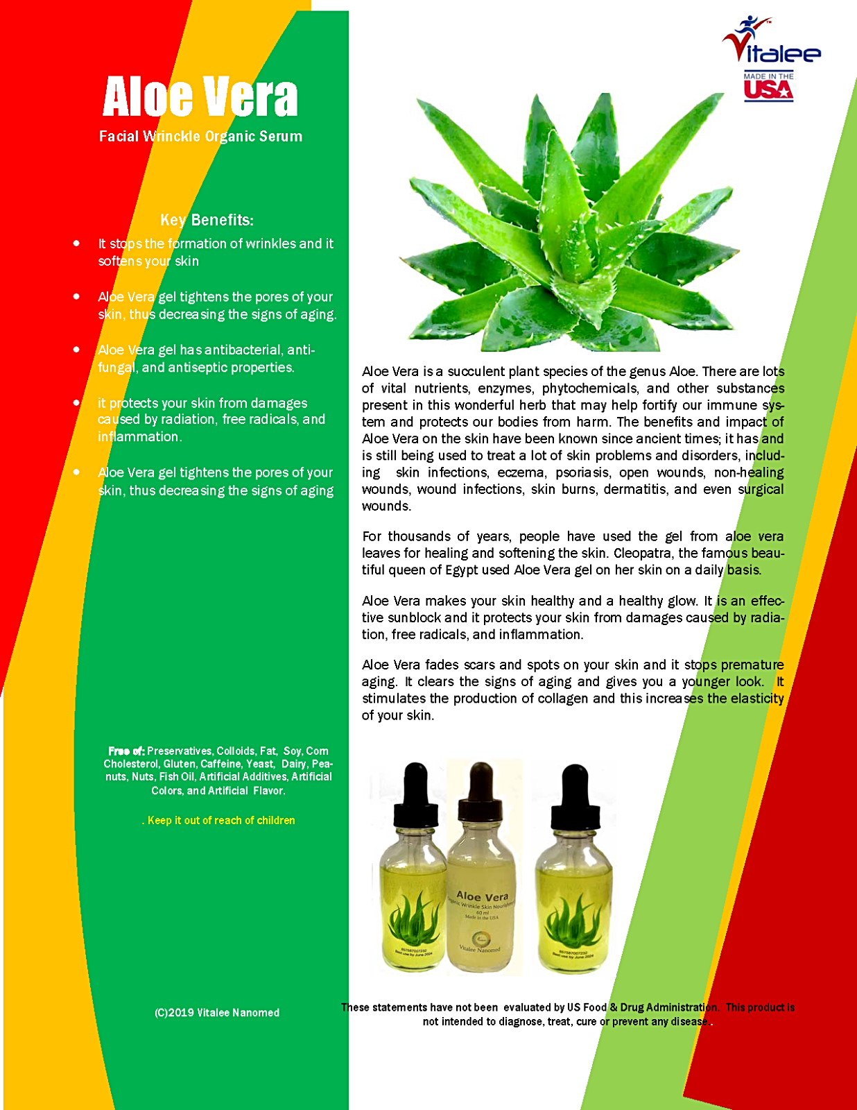 Aloe Vera Facial Wrinke Organic Serum (60 ml)