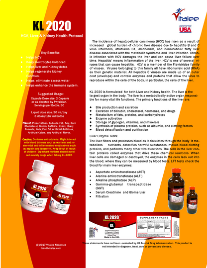 KL-2020 Liver and Kidney Helper Supplement (1 bottles Caps 60 cnt)