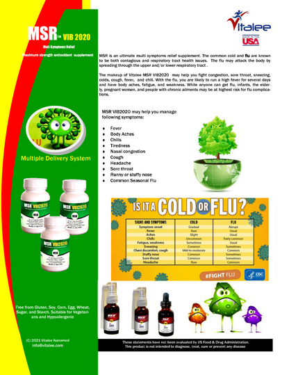 MSR VBI- Anti-Flu, Cold, Cough, Sore throat, Asthma, Chills & Fever-(Caps 30 ct)