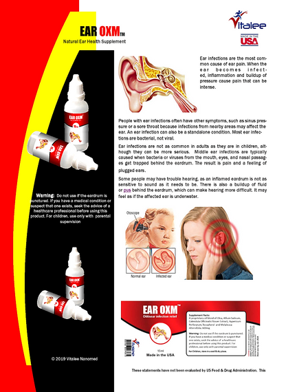 EAR OXM- Natural Ear Aches and Infection Drops Starts working on contact (15 ml)
