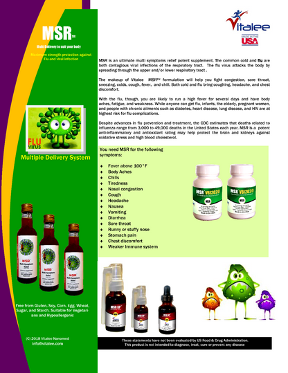 MSR VBI- Anti-Flu, Cold, Cough, Sore throat, Asthma, Chills & Fever-(Caps 30 ct)