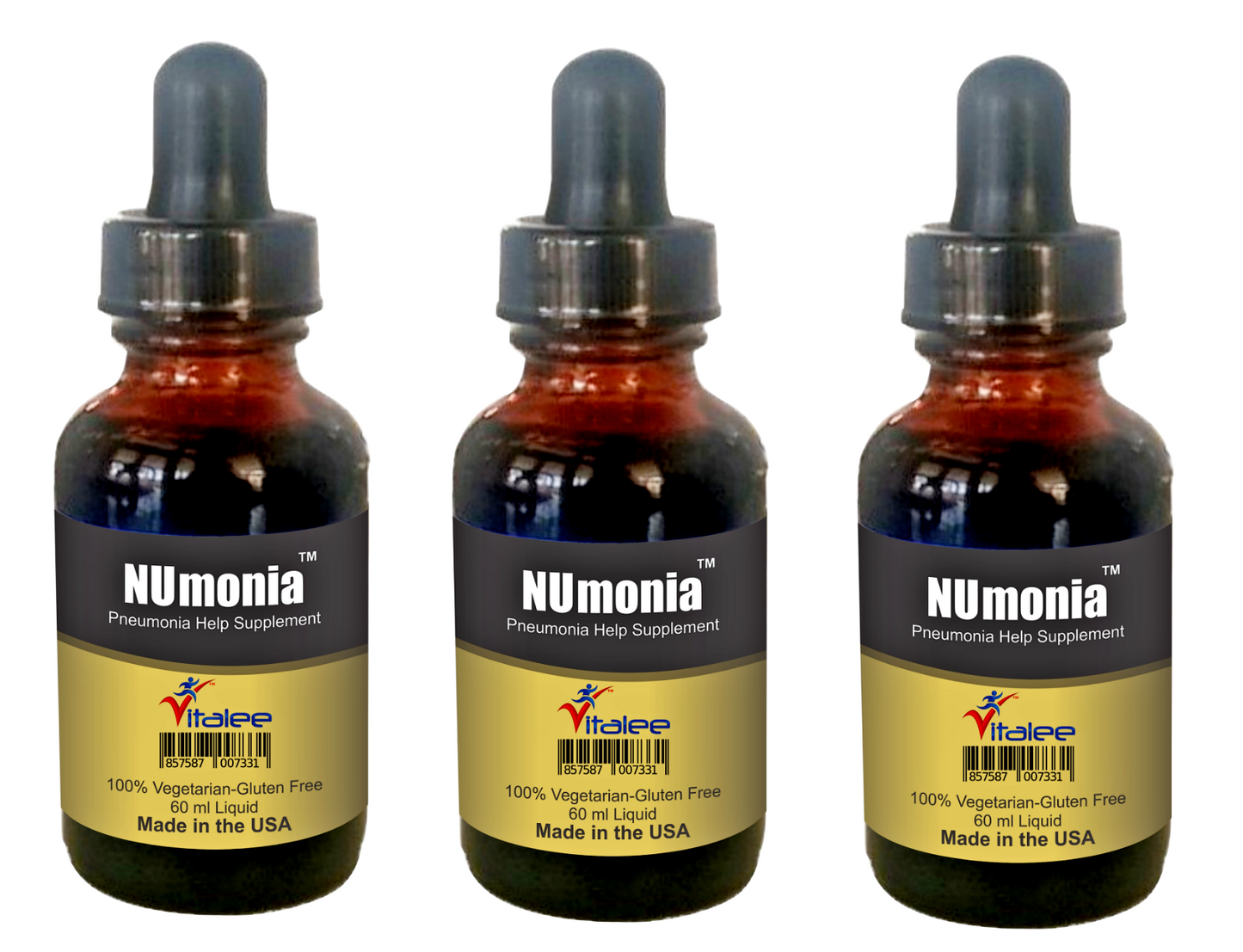 Vitalee Numonia- Natural Pneumonia and Lung Wellness Economy Pack (3 units 60 ml )
