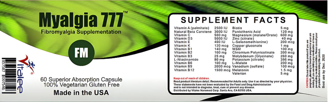 Myalgia is Anti-Fibromyalgia for relaxation of muscle knots & body pain - (60ct)